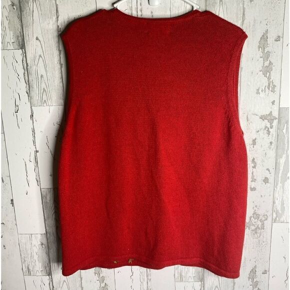 Christmas Sweater Vest Designers Originals Studio Joy Red Womens XL Button Up - Picture 2 of 6